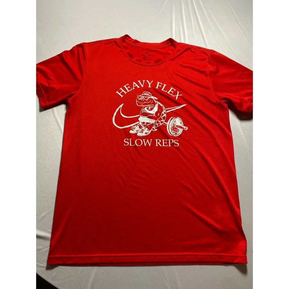 Nike Mens Dri-FIT Heavy Flex Slow Reps Weightlifting Turtle Red Tee DM6283-657
